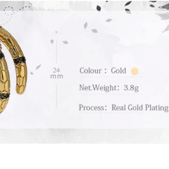 NEW 18K Gold Plated Diamond Snake Serpent Adjustable Ring - Picture 5 of 5